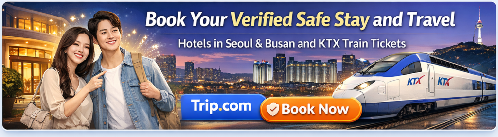 Book your verified safe stay and travel in Korea with Trip.com - hotels in Seoul and Busan plus KTX train tickets