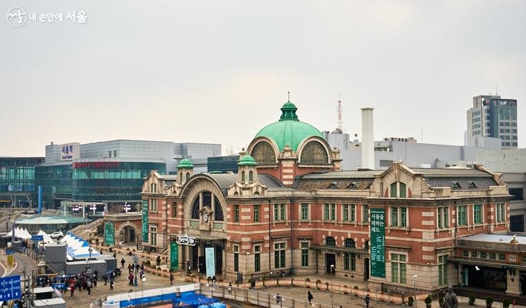Seoul Station main railway hub in South Korea with historic station building and transportation center